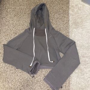 Whitney Simmons GYMSHARK Gray Cropped Hoodie